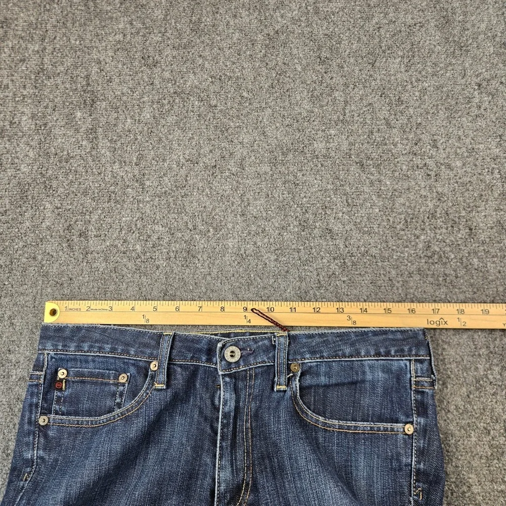 AG Adriano Goldschmied The Elite Flare Jeans Dark Wash Raw Hem 31R Made in USA